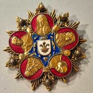 King Leopold Historic Heraldic Medallion Pin/Brooch
